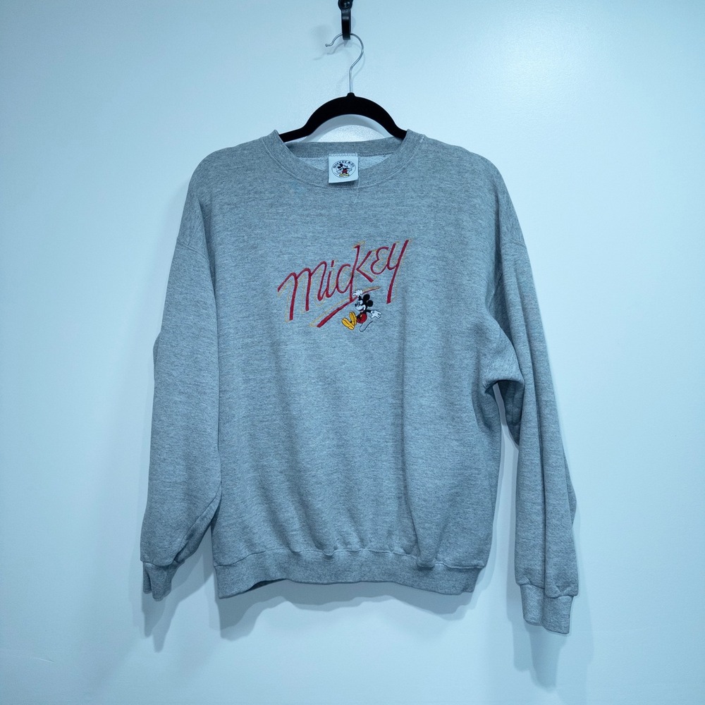 Vintage 90's Mickey & Co Gray‎ Embroidered Sweatshirt Size Medium